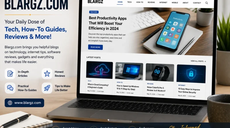 Blargz.com homepage showing finance and business articles