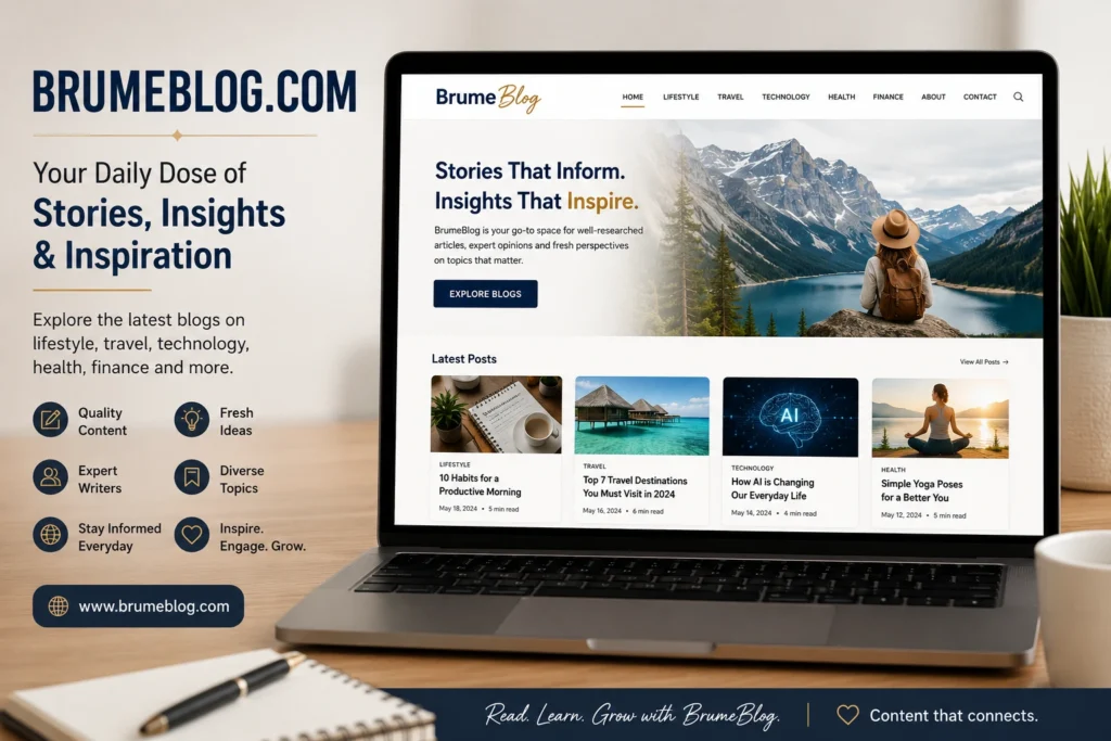 BrumeBlog.com website displayed on a laptop for content and credibility review