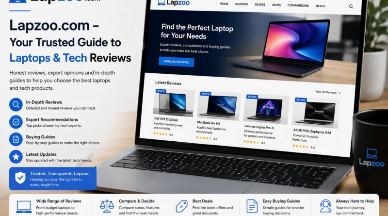 Lapzoo com homepage showing technology and digital content