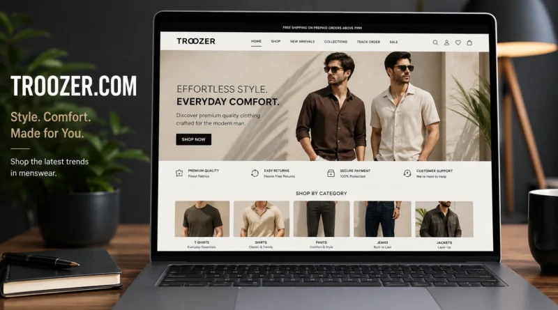 Troozer.com website homepage displayed on a laptop screen