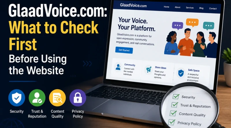 User evaluating GlaadVoice.com website credibility and trust signals