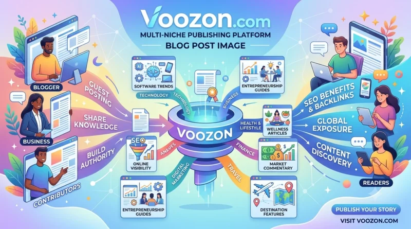 Voozon.com homepage displayed on a laptop screen during website evaluation