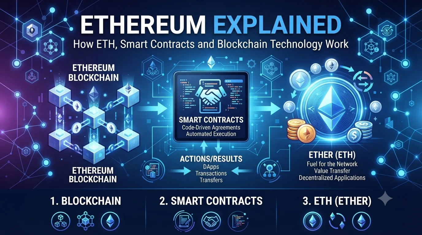 Ethereum Explained: How ETH, Smart Contracts and Blockchain Technology Work.